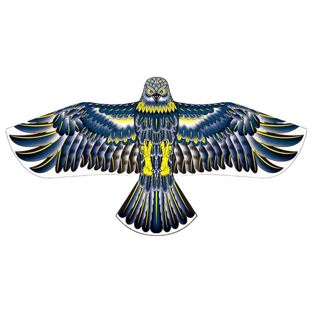 Bird Scare Kite, Eagle Hawk Kite, Farm Crop Protector, 1.2m Waterproof Polyester Flying Kites with 20m Line for Garden Orchard Rice Field Fish Pond (blue)