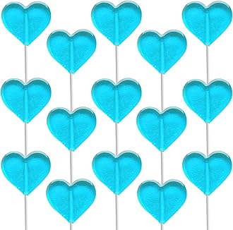 30-Pack Lollipops Mini Heart Shaped Blue-Raspberry Flavored Delicious Lollipop, Individually Wrapped, 5g Lollipop