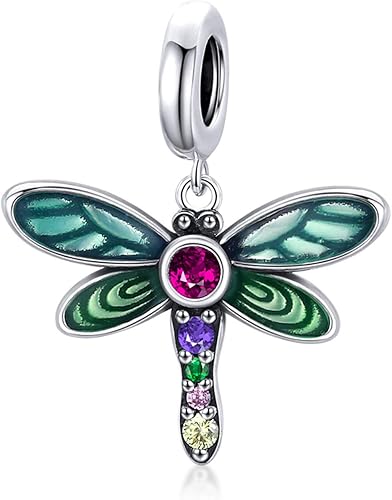 Abalorio de plata de ley 925 con diseño de mariposa y libélula de insecto, dije de animal, abalorio de la suerte para pulsera Pandora