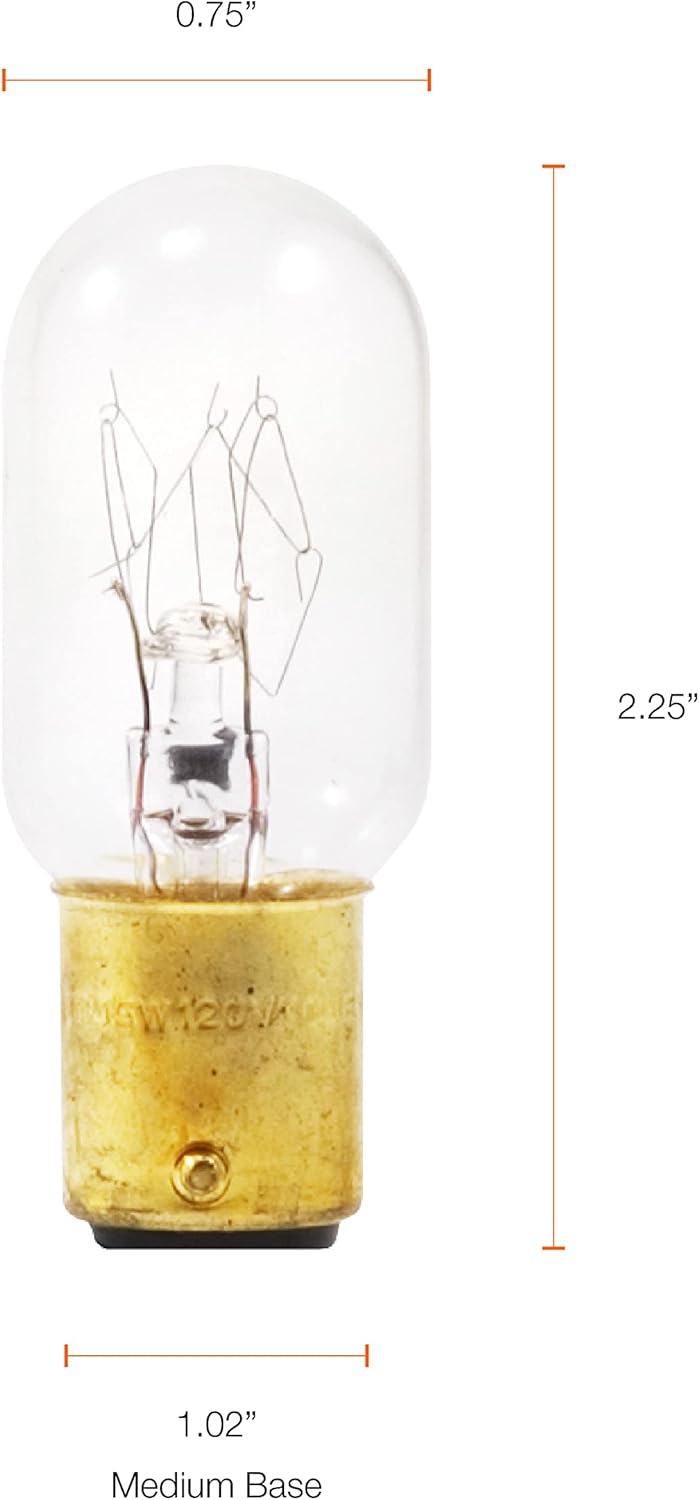 SYLVANIA Incandescent Appliance Light Bulb, 15W, T7, 110 Lumens, 120 Volts, Double Contact, Bayonet Base, Clear Finish (18200), Warm White, 1 Count (Pack of 1)