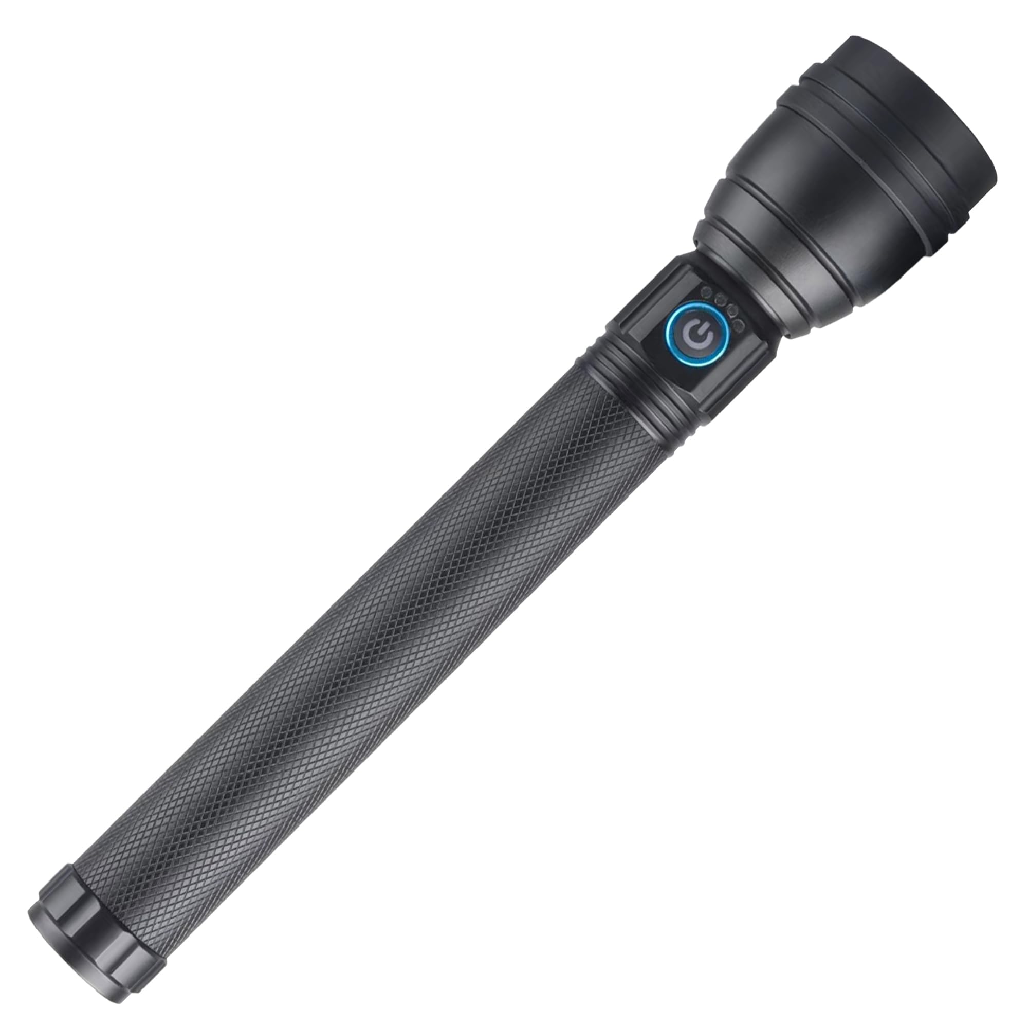 Impex Lumin X2 Rechargeable Super Bright LED Light Flashlight with Sharp & Long Range Beam, Machined Aircraft Aluminium Body (220 mm), Black