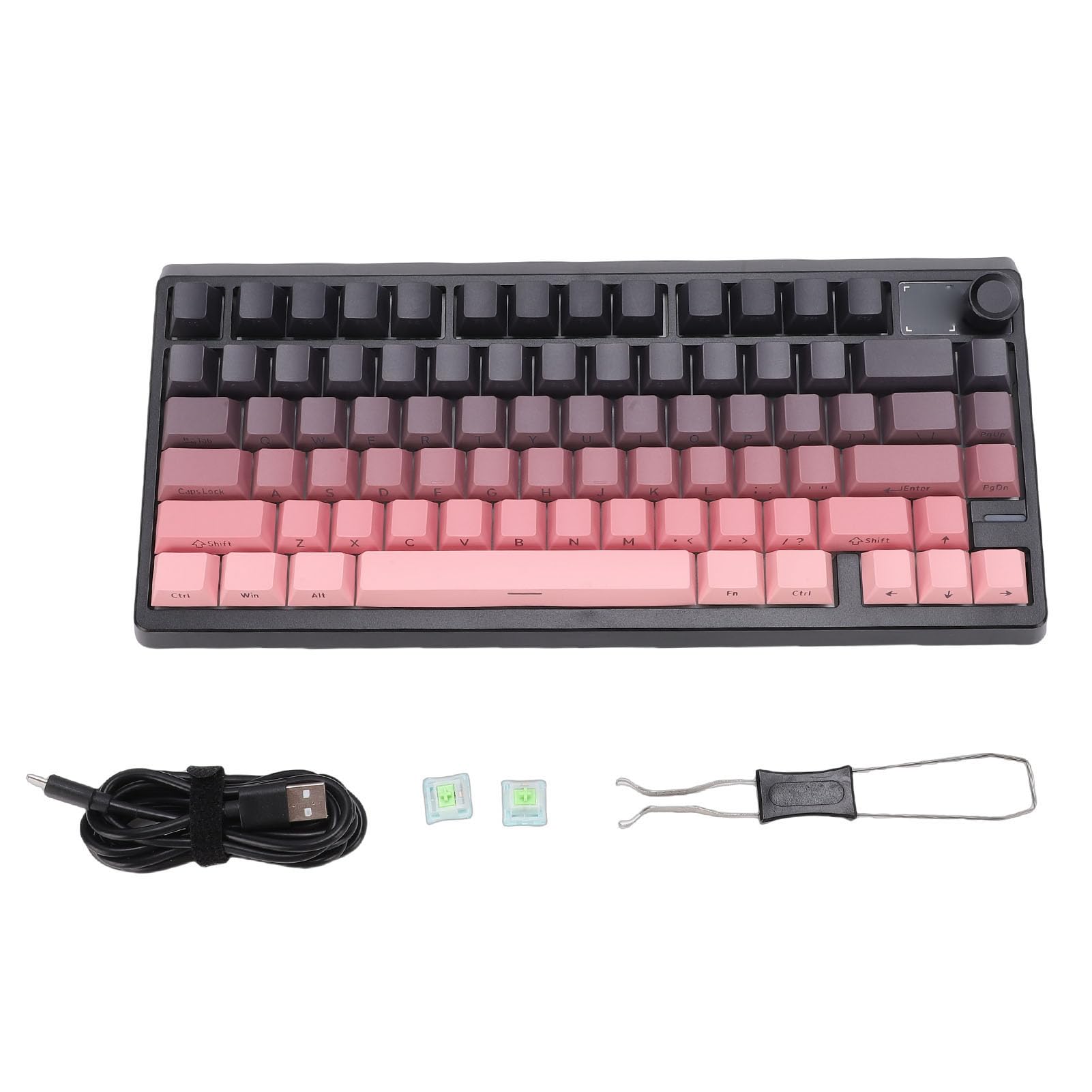 Asixxsix Tastiera da Gioco Meccanica, 3 modalità Wireless Bluetooth 2.4G Cablata con Batteria da 4000 MAh, Interruttori Sostituibili a Caldo, Copritasti PBT a 79 Tasti, (Rosa)