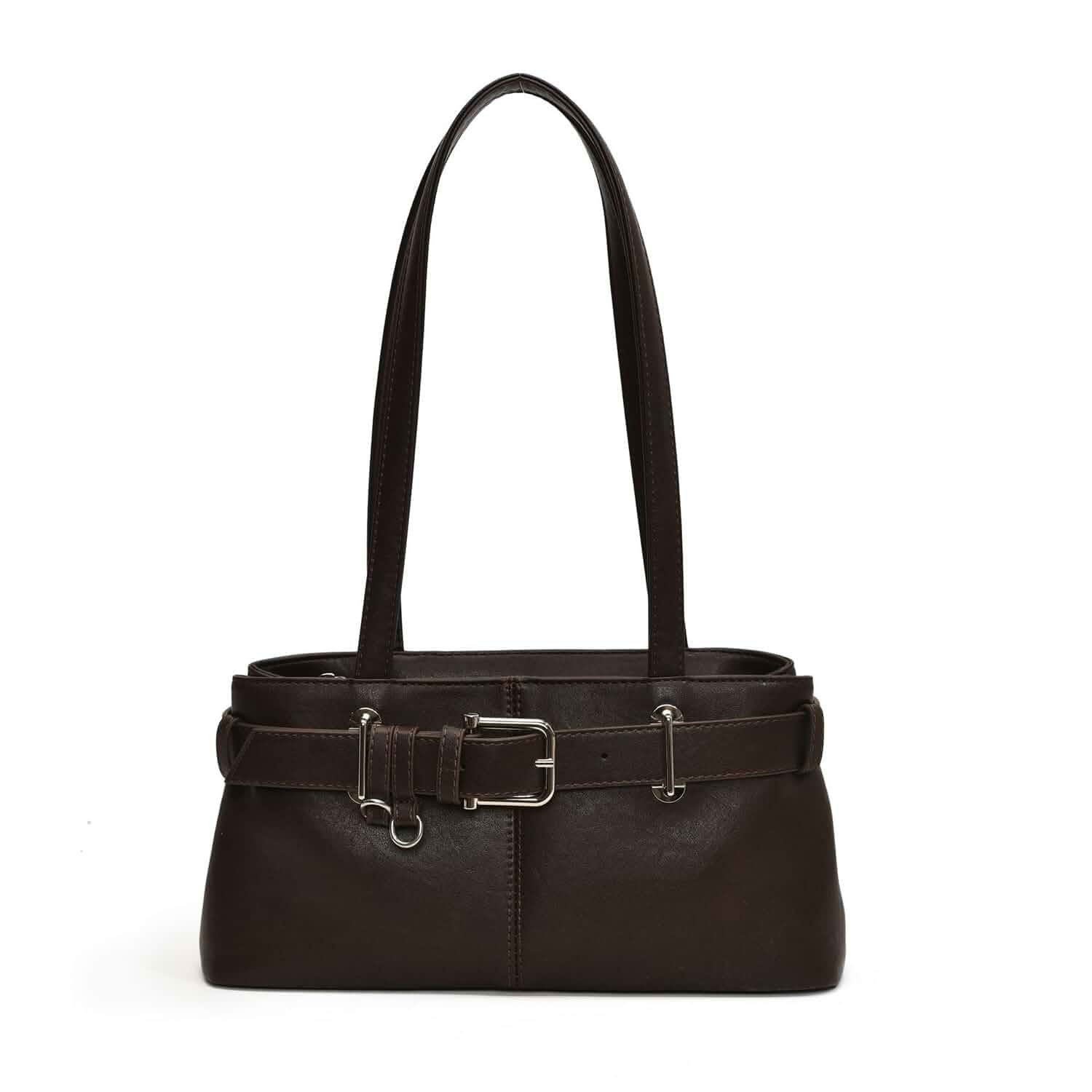 JYG Shoulder Bag for Women Vintage Y2K Hobo Purse with Belt Buckle Small PU Leather Underarm Satchel Handbag