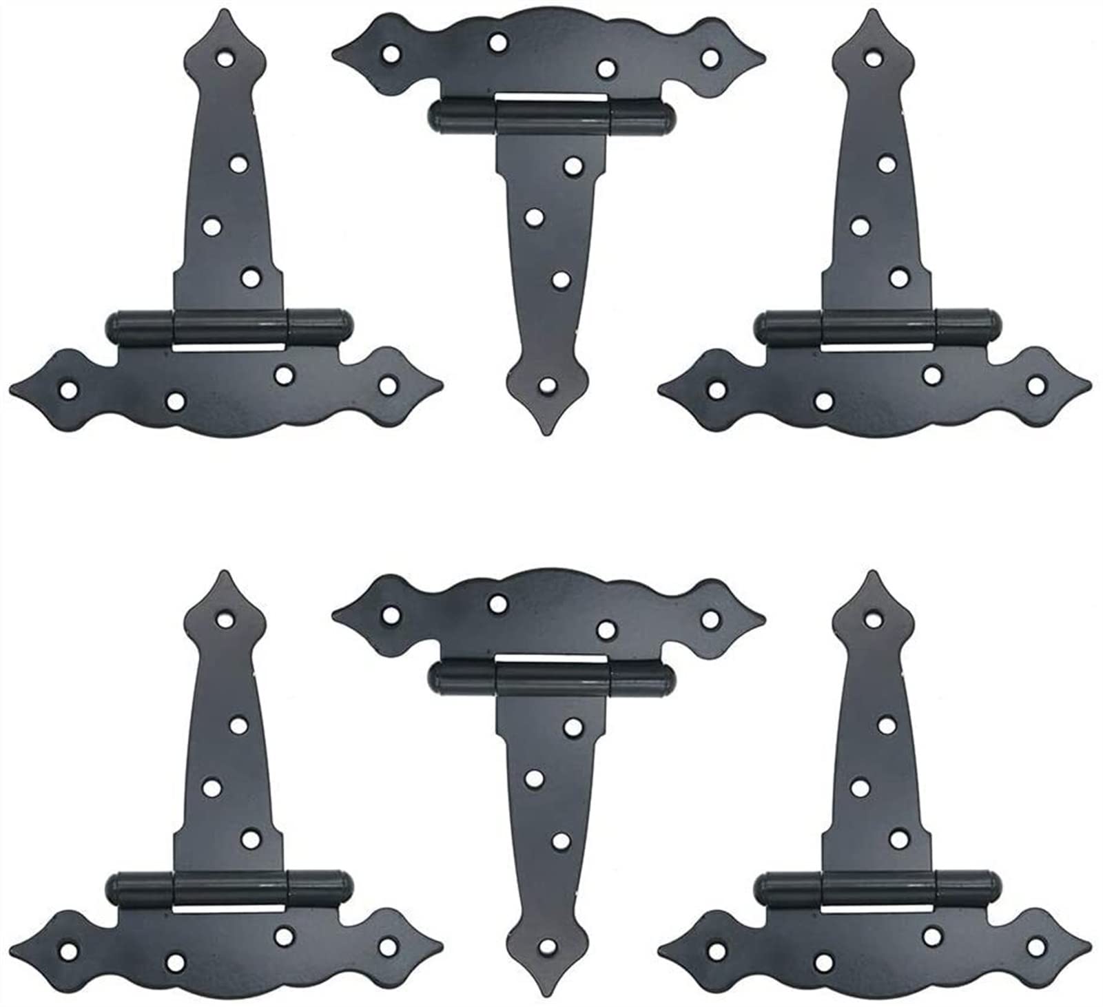 Charnière de porte en forme de T en fleur noire pour rénovation de ferronnerie