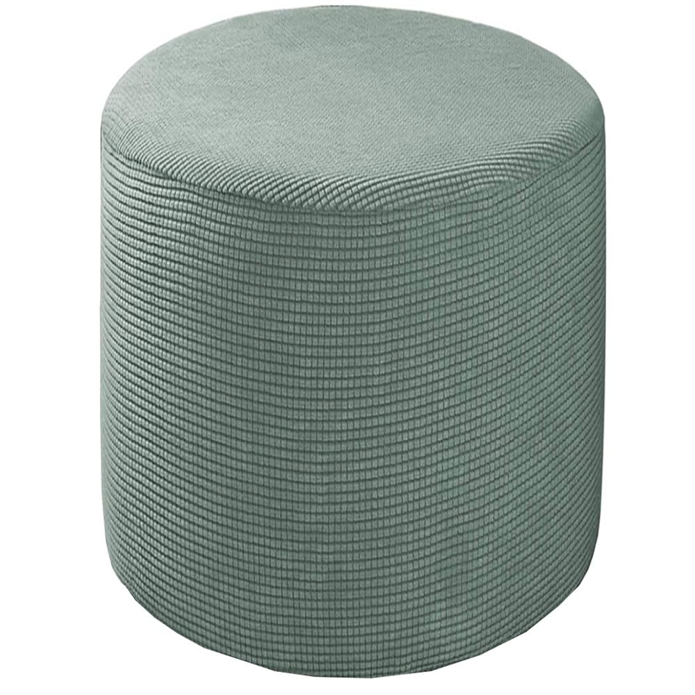 Odaima Round Ottoman Slipcover Cover Velvet Small/Large Footstool Protector Covers Stool Ottoman Covers Stretch with Elastic Bottom, Feature Textured Checked Fabric Machine Washable(#5,Diameter:50cm)