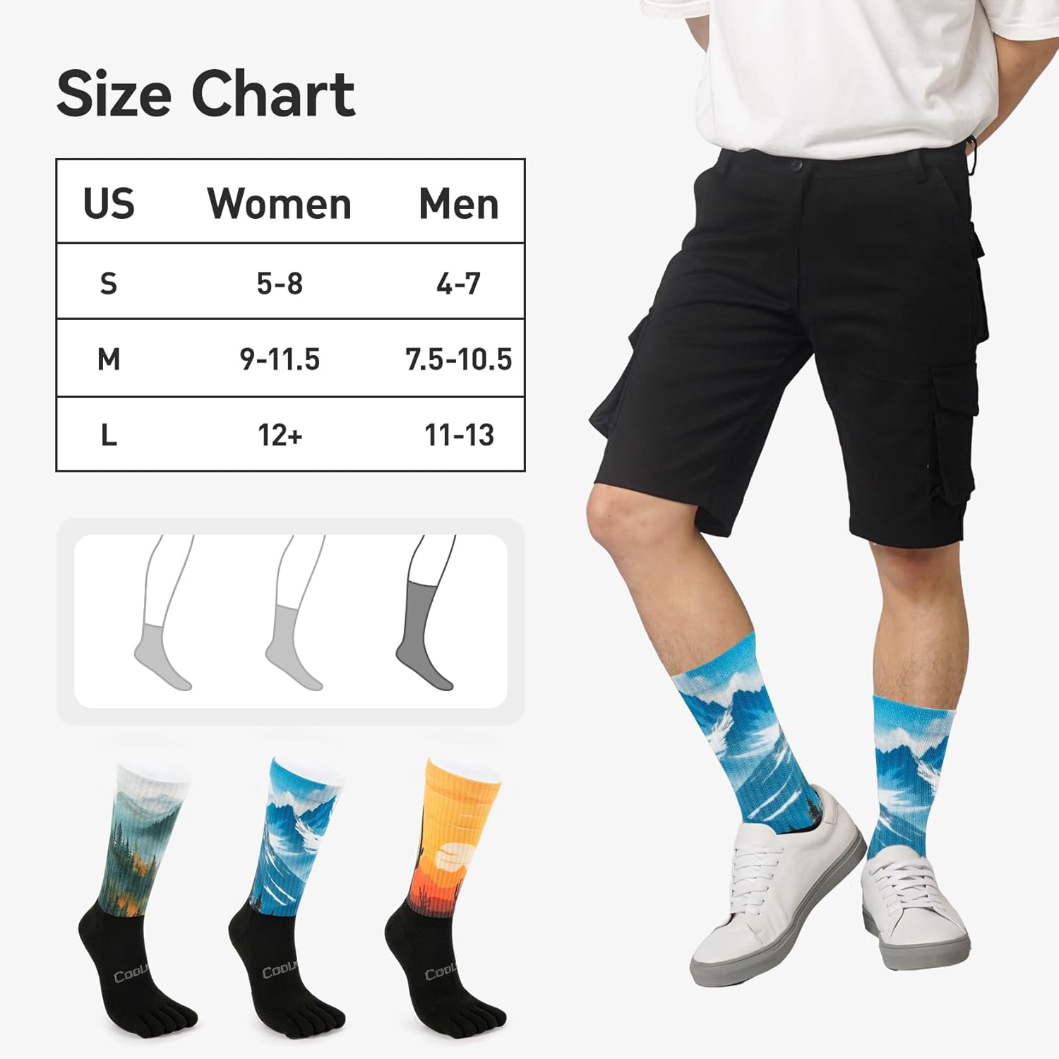 Toe Socks for Men Women Cool-max Running Socks Athletic Hiking Breathable Five Finger Socks 3Pairs