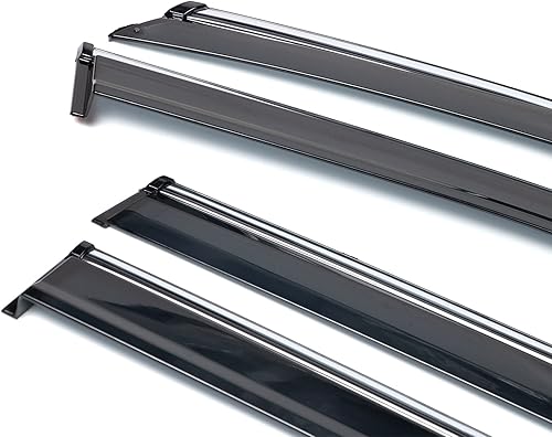 Miniatura 6 de IKON MOTORSPORTS Viseras de ventana compatibles con Jeep Cherokee KL 2014-2021, inyección con moldura cromada de policarbonato contra la lluvia