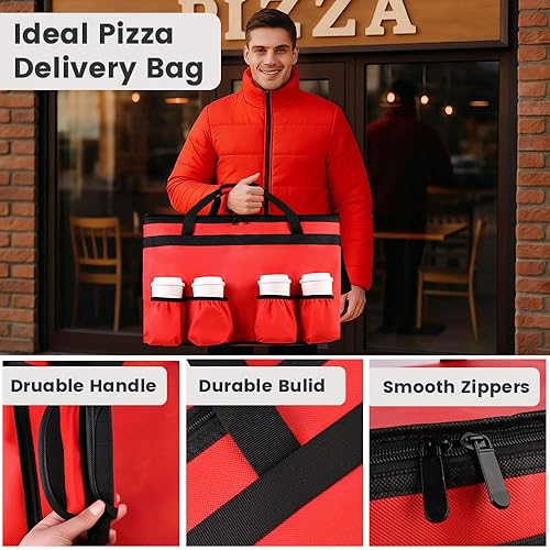 Miniatura 6 de CIVJET - Bolsa de entrega de alimentos con aislamiento con 4 portavasos, bolsas de comestibles aisladas extra grandes para mantener los alimentos