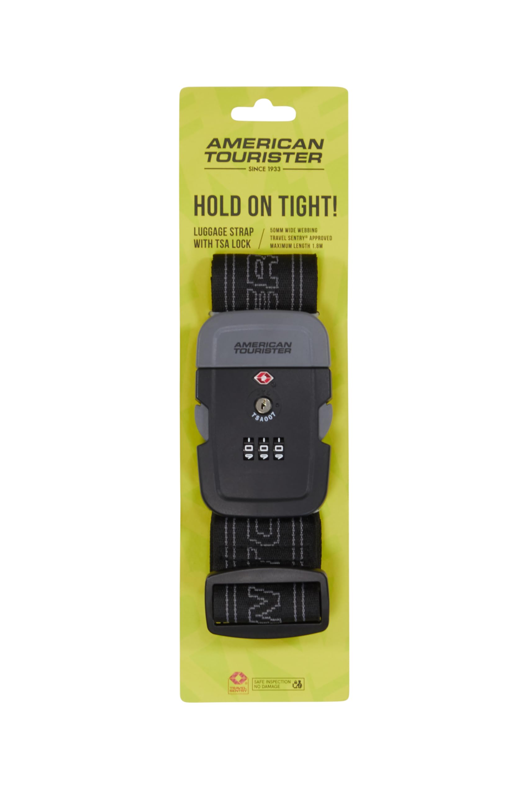 American Tourister - Luggage Strap with TSA Lock, Secure Suitcase Belt for Travel, Black/Grey