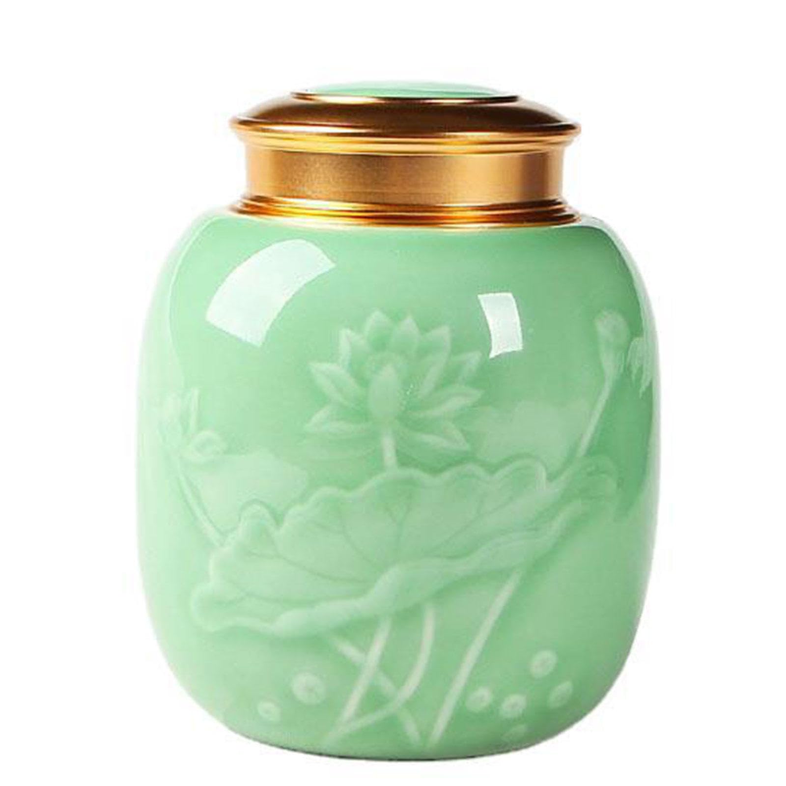 GPDNBIEU Ceramic urns, Funeral Urn Small Cremation Ashes for Pet Adult Human - Memorial Casket(Green)