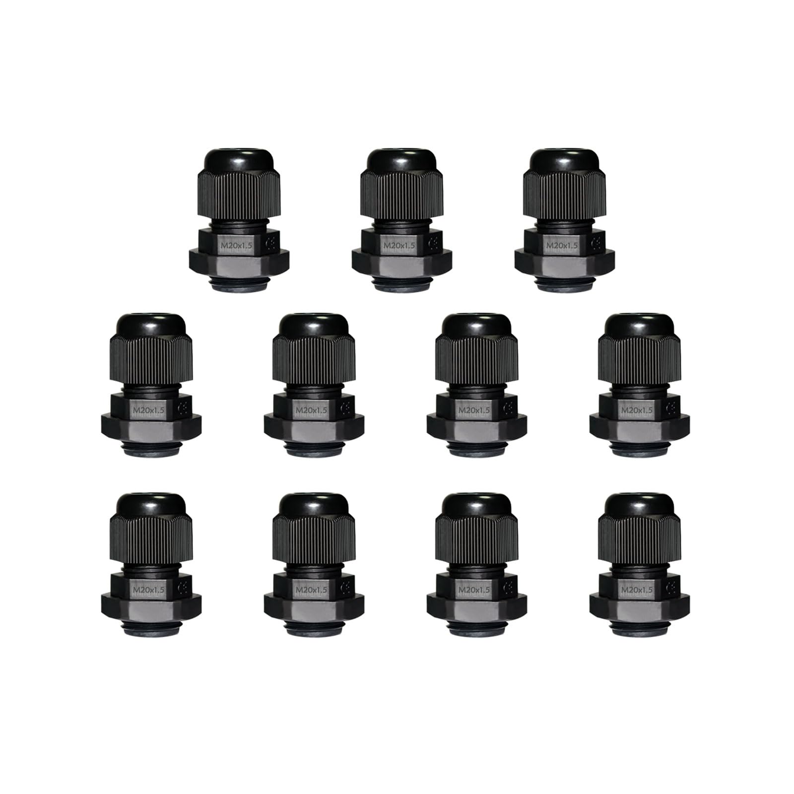 Pack of 11 Cable Glands M20, IP68 Waterproof Cable Grommet, Cable Glands for Outdoor Garden Control Box Junction Box, Plastic Nylon Cable Grommet, Black
