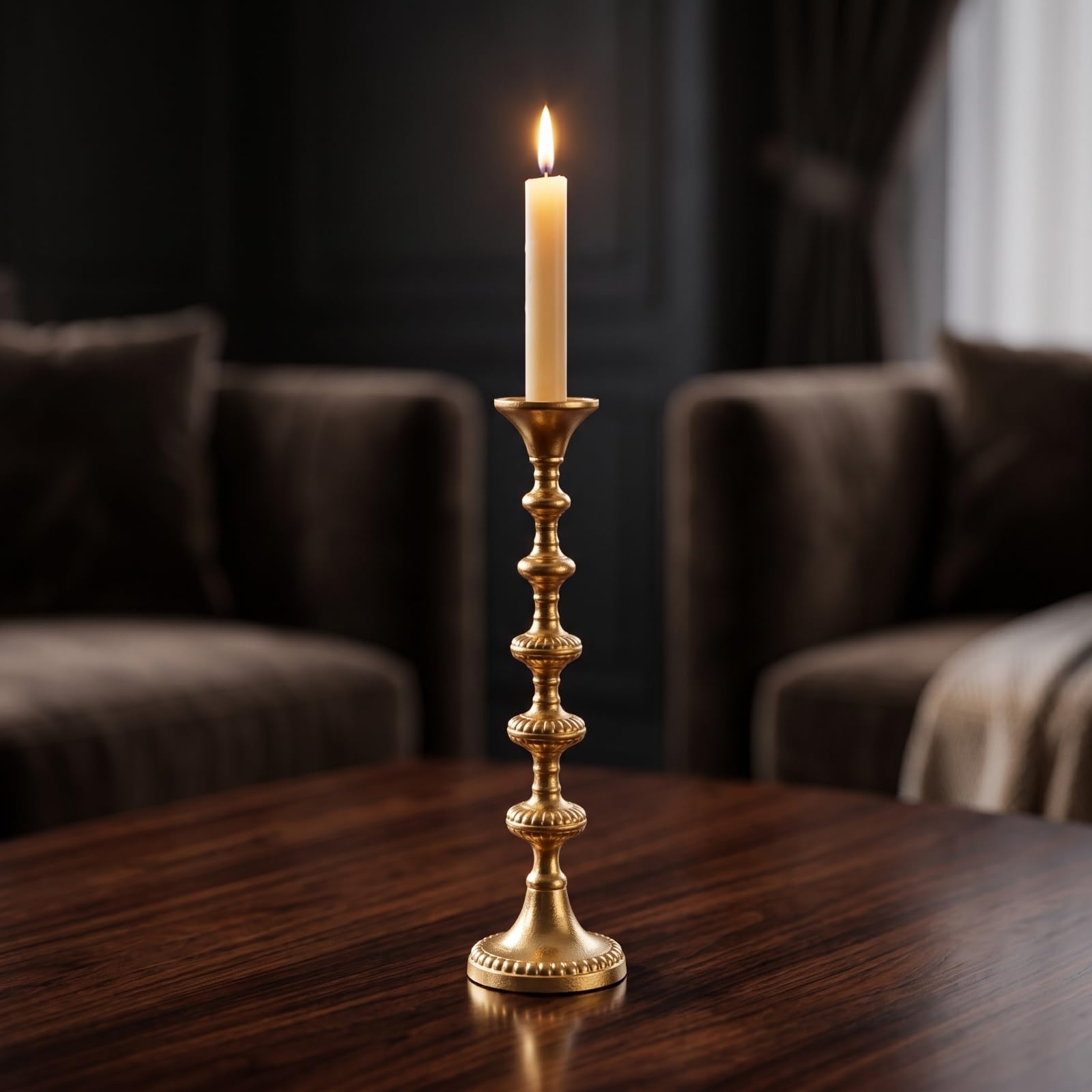 Kerzenhalter mit naturinspiriert Kerzenständer in blattgestalt metallisch Teelichthalter für Wohnzimmer, Eingangsbereich, Silber, Groß 28.58 21.59 H12.7cm