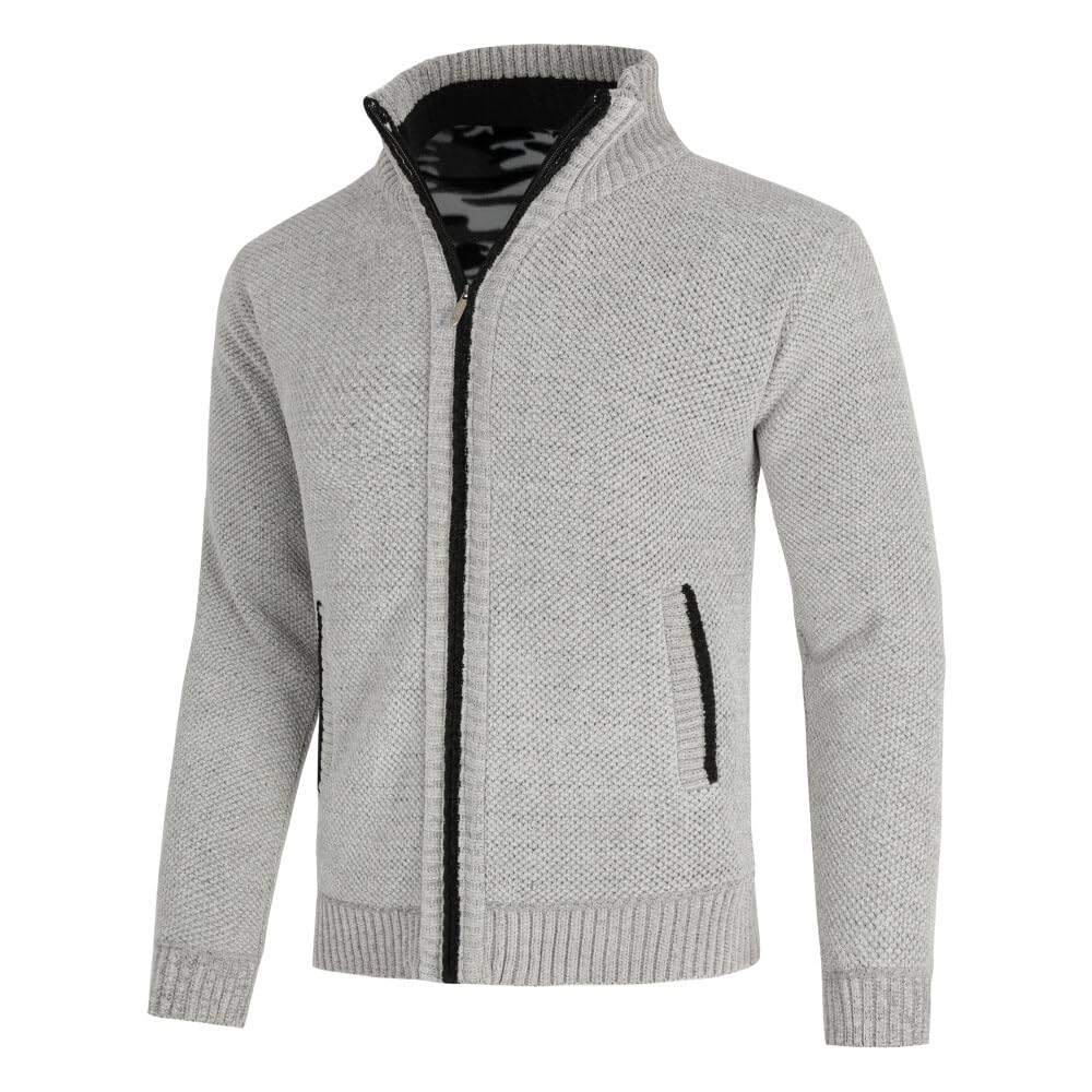 Allthemen Cardigan da Uomo Spesso con Collo Alto e Cerniera Lavorato a Maglia Sweater con Maniche Lunghe in Lana e Cotone