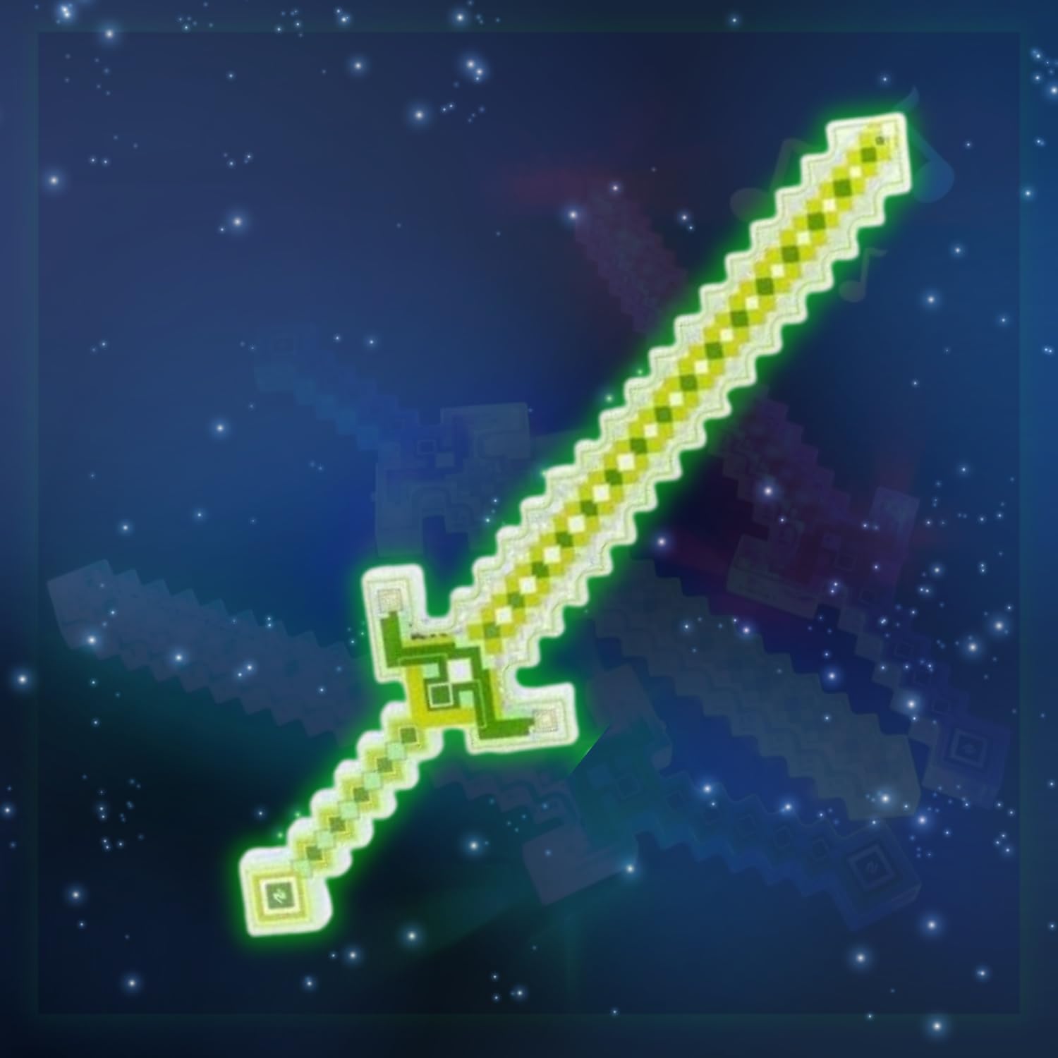 Pixel Light-Up LED Sword Toy with Sound, Gaming-Style Glow Sword, 50cm, for Kids Age 5+ Blue (GREEN)