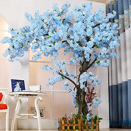 LPLYAA Artificial Japanese Cherry Blossom Trees,Blue Cherry Blossom Tree Sky Fake Real Wood Stems for Interior Modeling Landscape Wedding Party (Size : 1.5x1m/4.9x3.2ft), 20240306