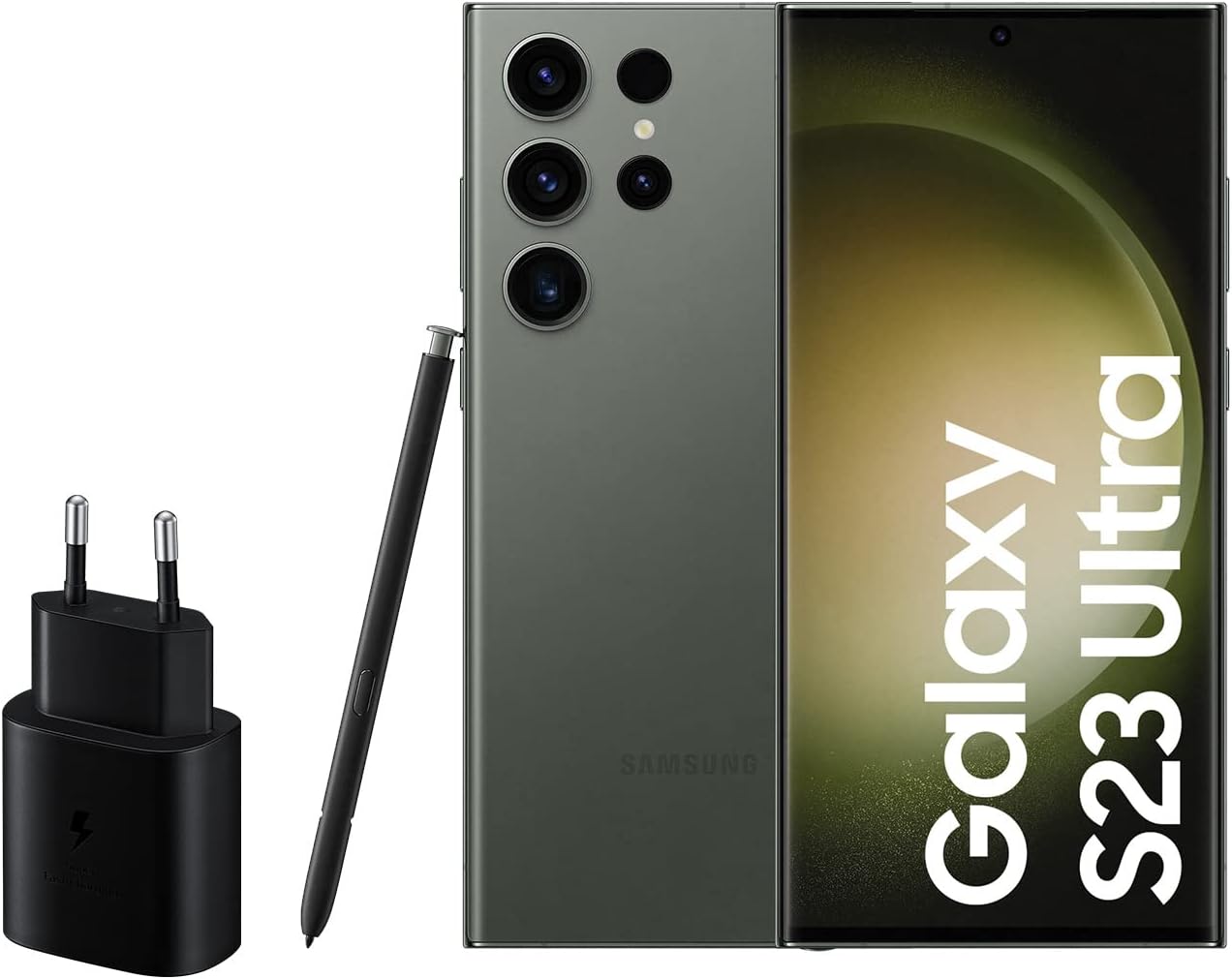 SAMSUNG Galaxy S23 Ultra, 512GB + Cargador de 45W - Smartphone Android, Batería de 5000 mAh, Smartphone Desbloqueado, Color Verde (Versión Española)