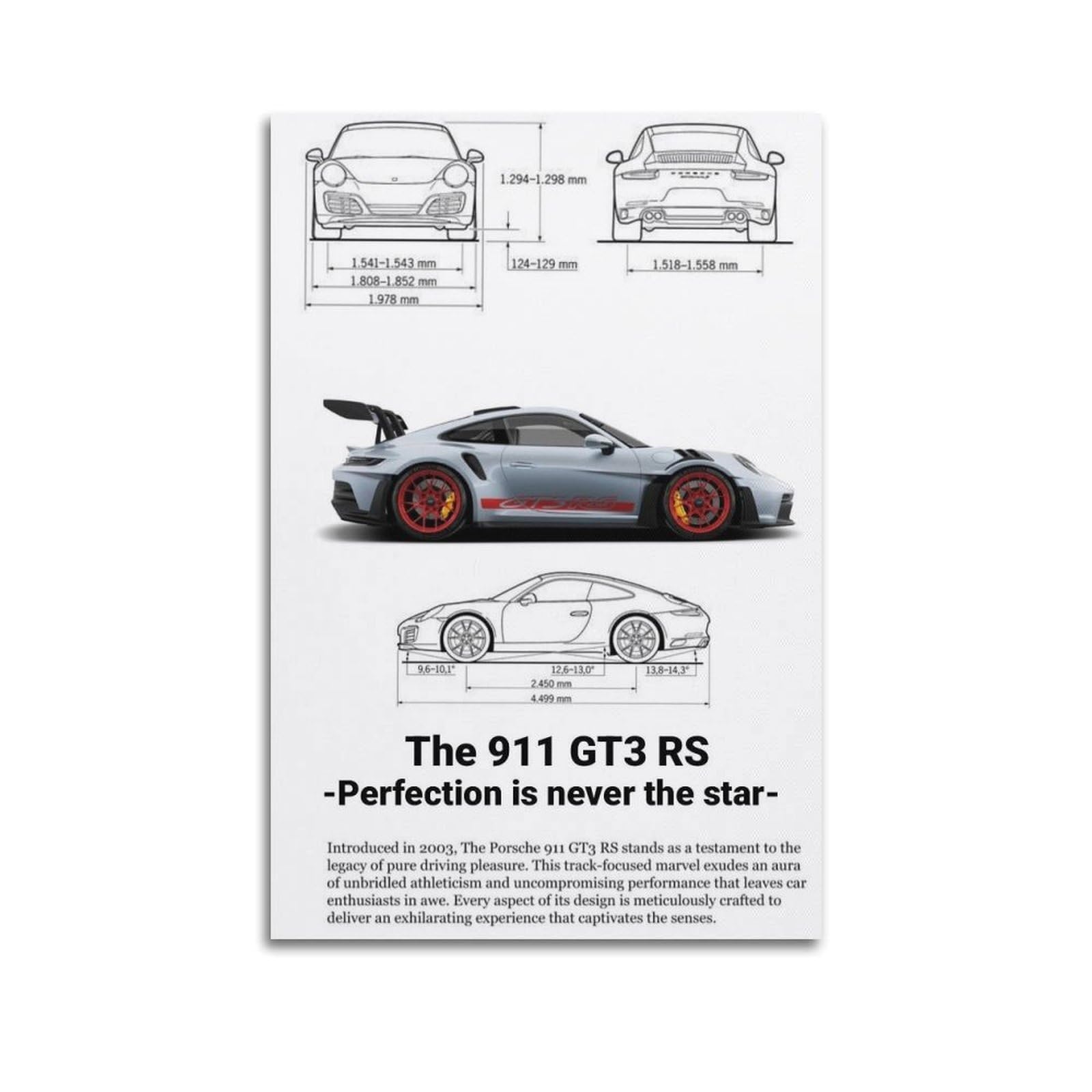 Wsls Unframe-Style Super Car Poster 911 Gt3 Rs Race Car Sports Car Decorative Canvas Wall & Art Poster Painting 20X30inch(50X75cm)