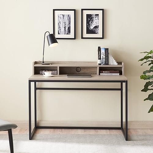 Miniatura 5 de CENSI Escritorio para computadora de 47 pulgadas con gabinete, escritorio industrial para oficina en casa con estantes de almacenamiento, mesa de