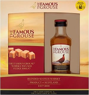 Whisky Gift Set - The Famous Grouse & Fudge Gift Set - 1x 5cl The Famous Grouse Scotch Whisky - Christmas Whiskey Gift Sets for Men