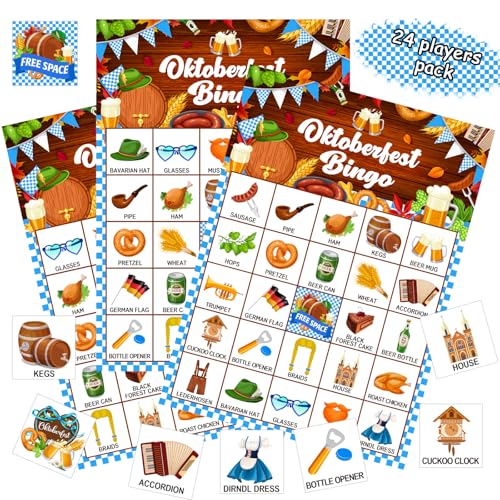 Shappy 35 Pcs Oktoberfest Bingo Games 24 Players Beer Festival