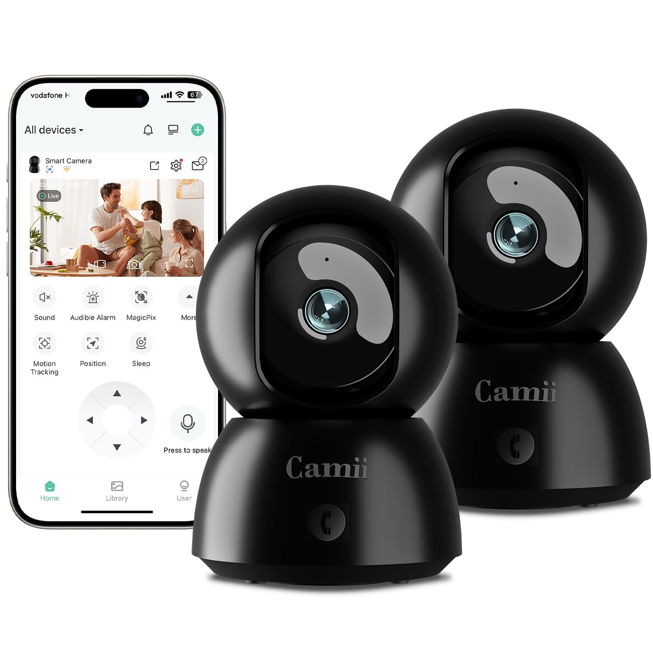 Telecamera di sicurezza 2K per interni, 2.4G e 5G, WiFi per la sicurezza domestica, telecamera per animali domestici/cani/anziani/bambini con app per telefono, visione notturna, archiviazione su cloud