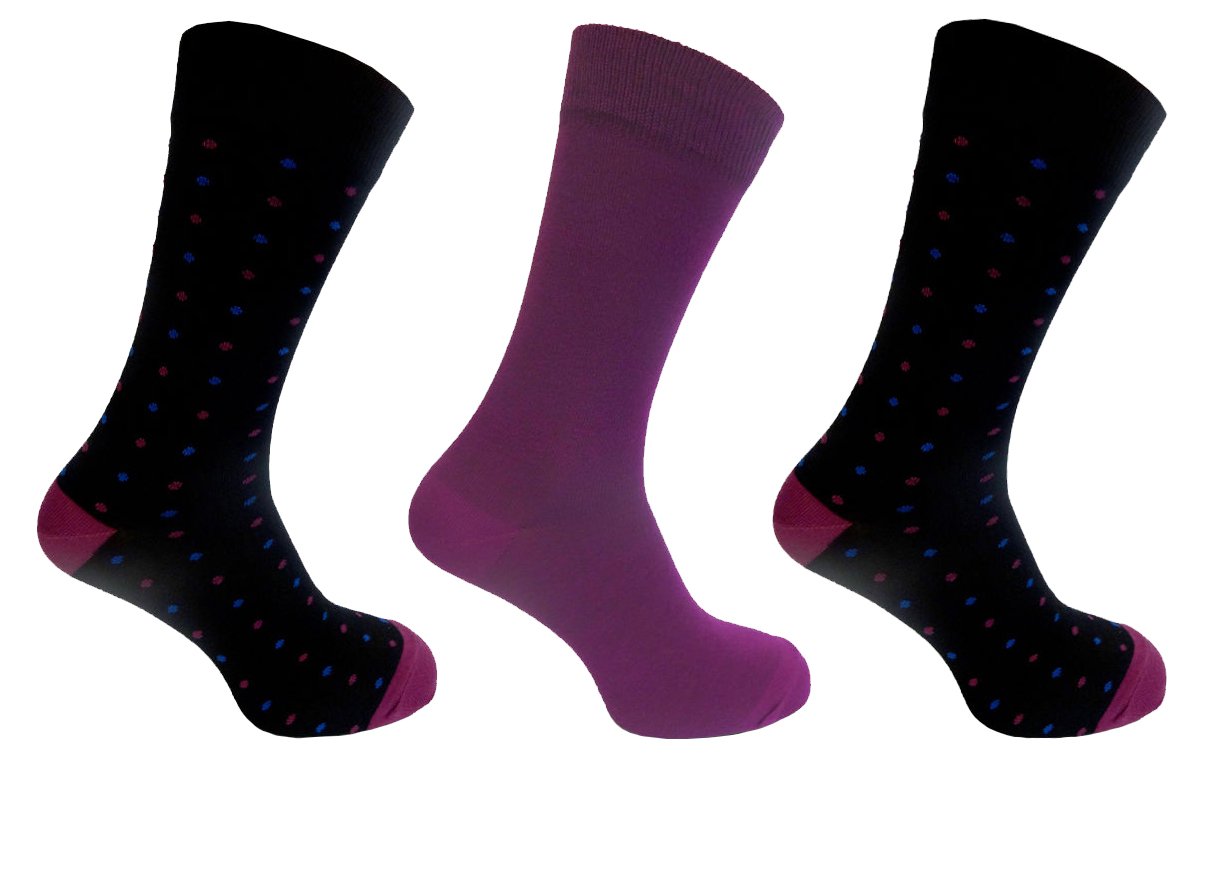 Alexander Green Mens Bamboo Socks 7-11 Polka Dot Style (Purple)