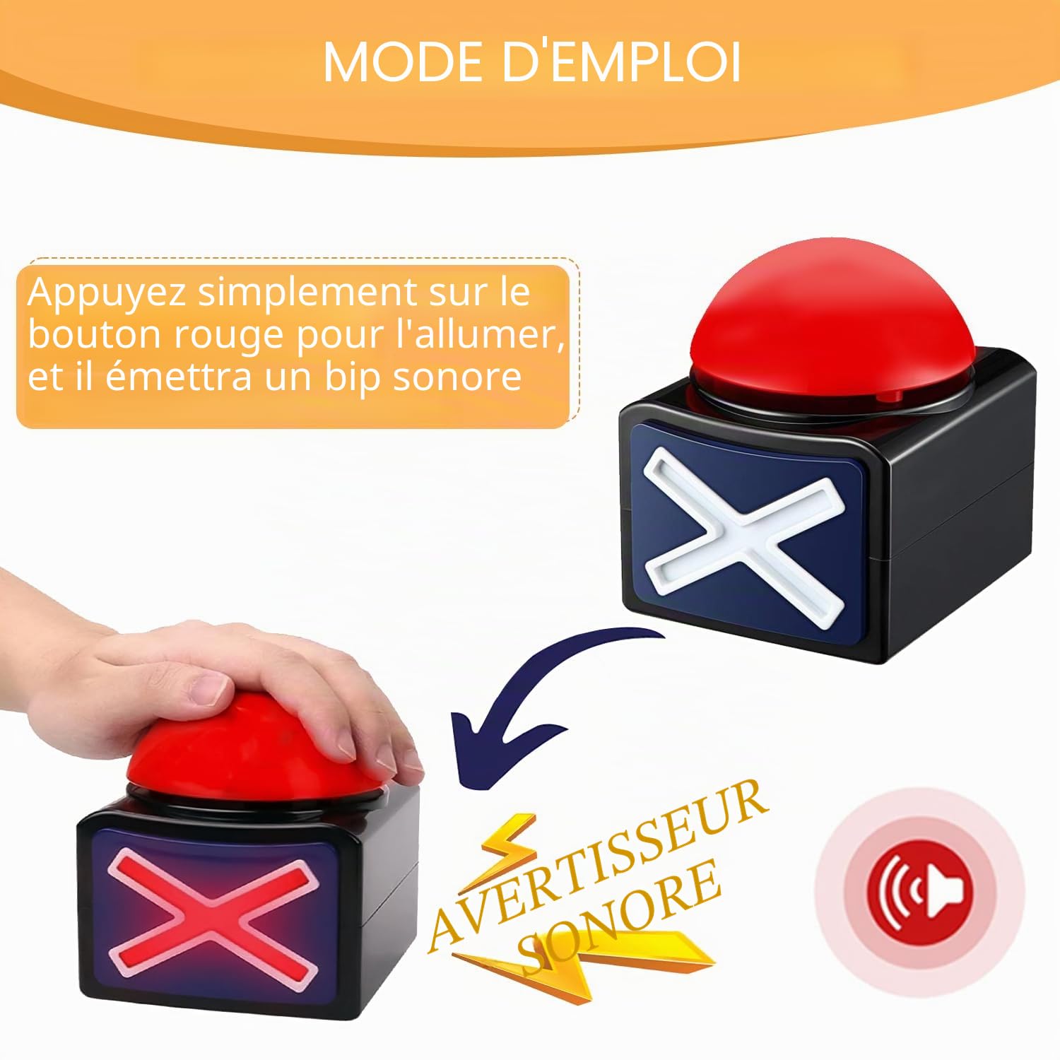 Jeu avec Son répondre Buzzer - Game Show Buzzer - Jeux avec lumières Buzzer et Quiz Got Talent Buzzer Famille Discord Buzzer Jeux pour la Classe (Pack de 2)