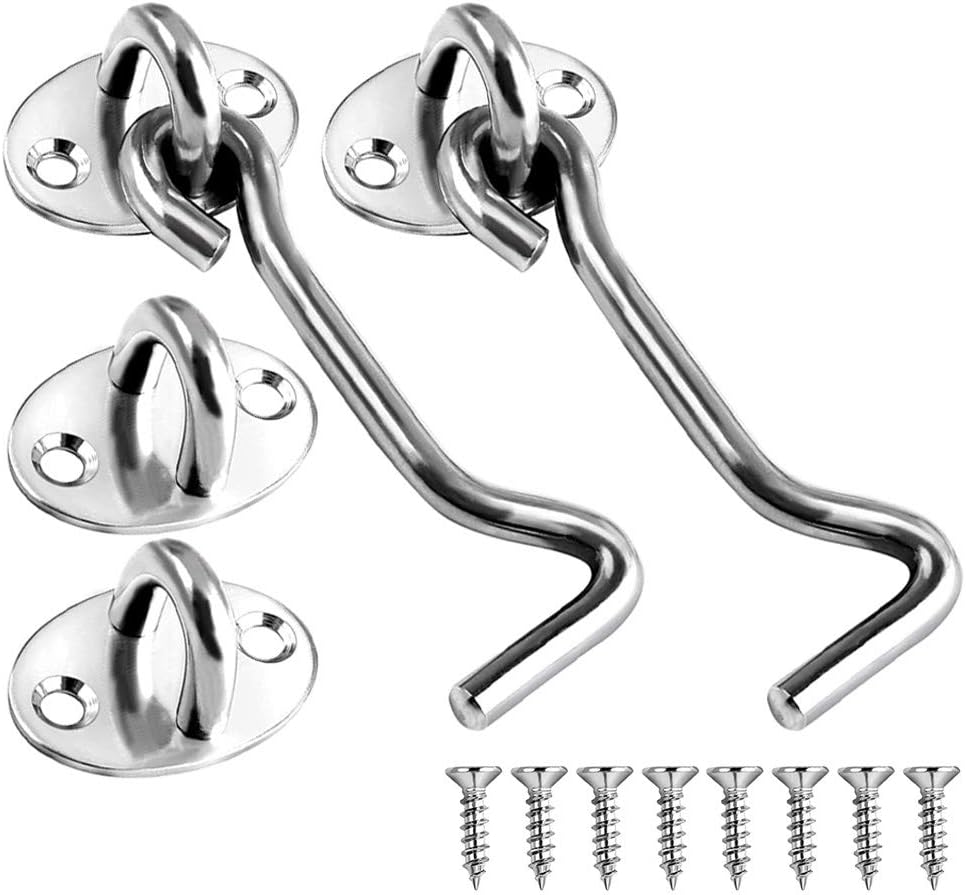 QUERGO - Cabin Hooks for Doors - Door Hook and Eye Latch - Gate Hook ...