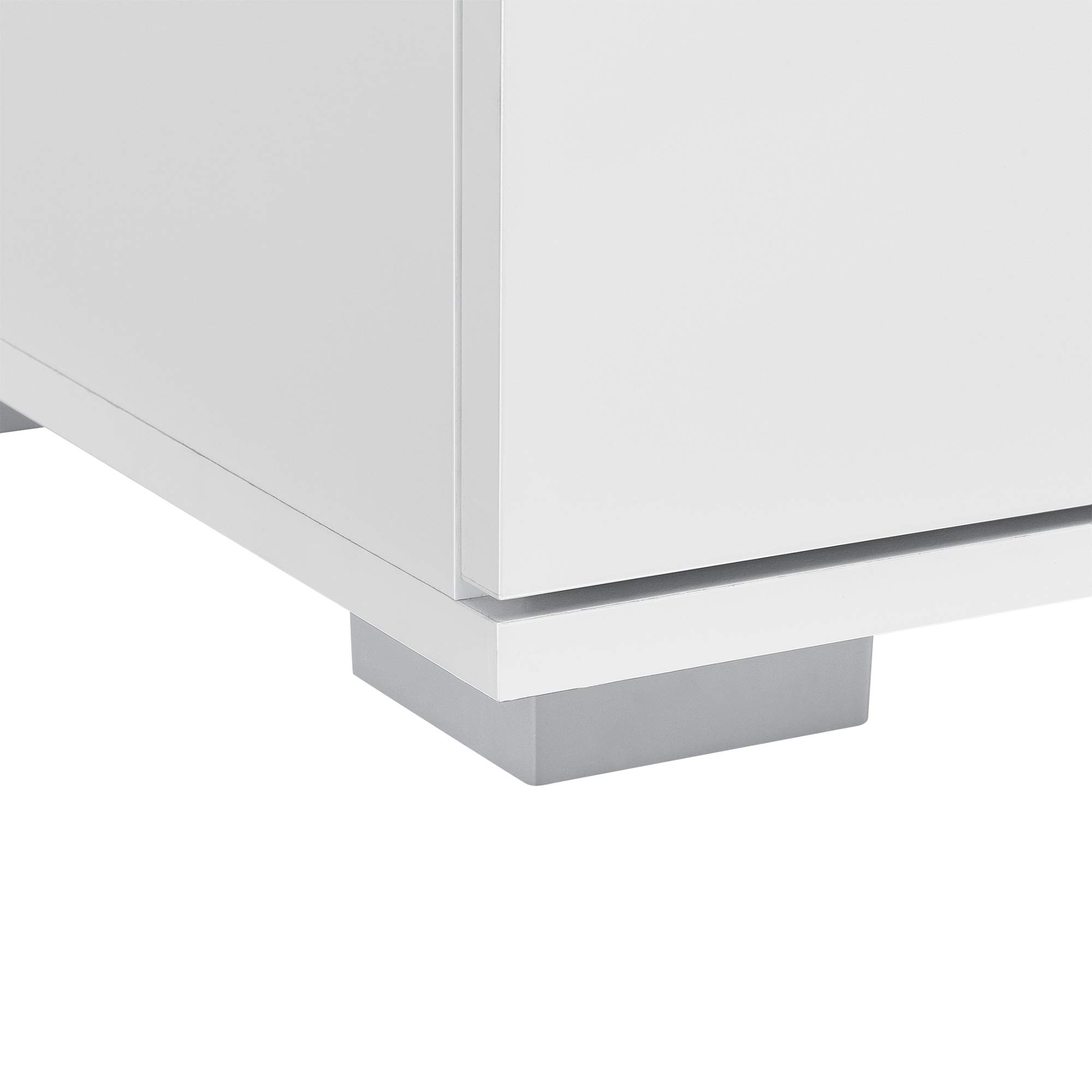 [en.casa] Mobile TV a 2 Ante con Scomparti Chiusi e Aperti Tavolino Basso Porta TV con Foro Passacavi Stand TV Centri Multimediali 34,5 x 120 x 40 cm - Bianco Lucido