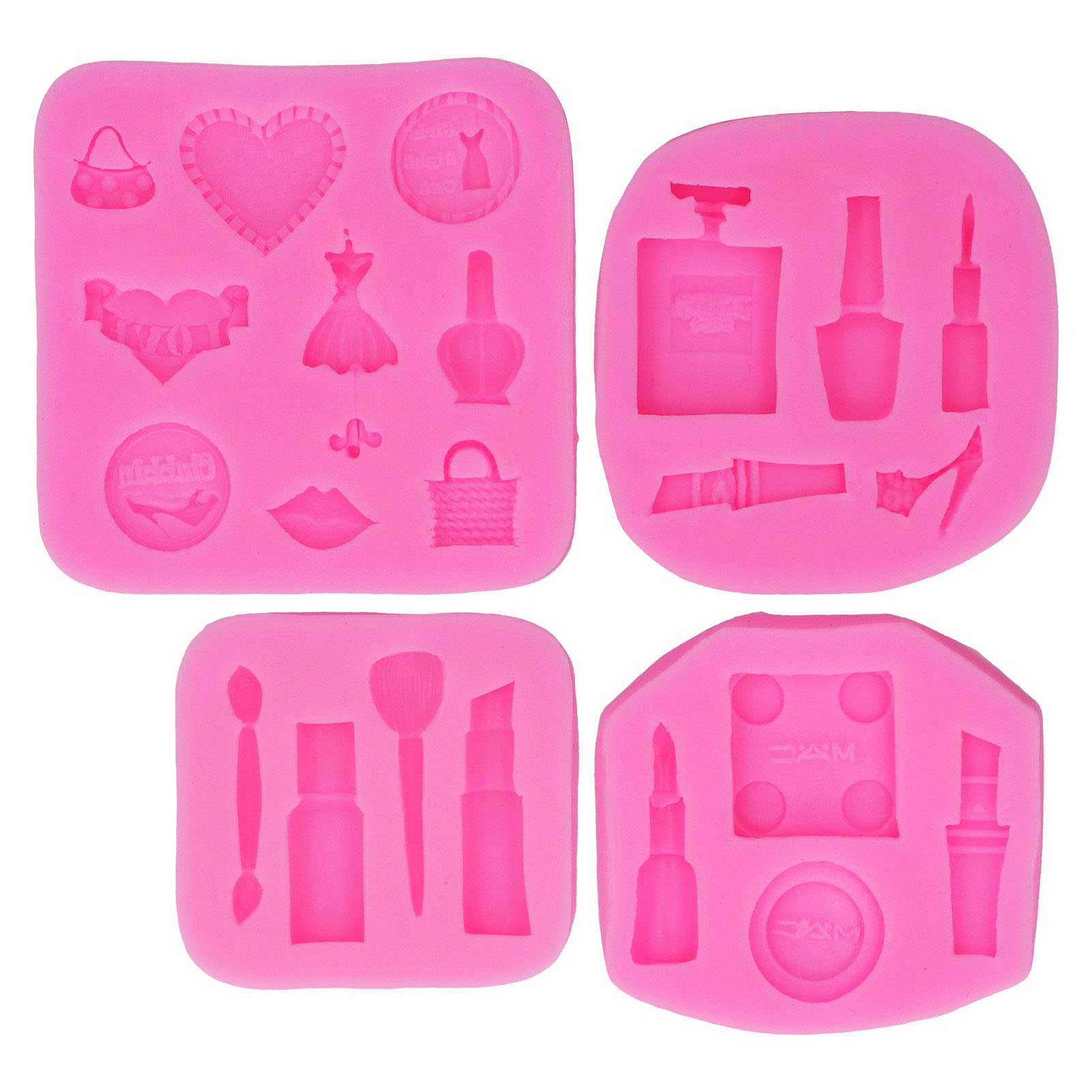4Pcs Makeup Tools Silicone Molds Food Grade Nonstick Silicone Durable Soft Odorless Fondant Molds for Cake Ice Bread