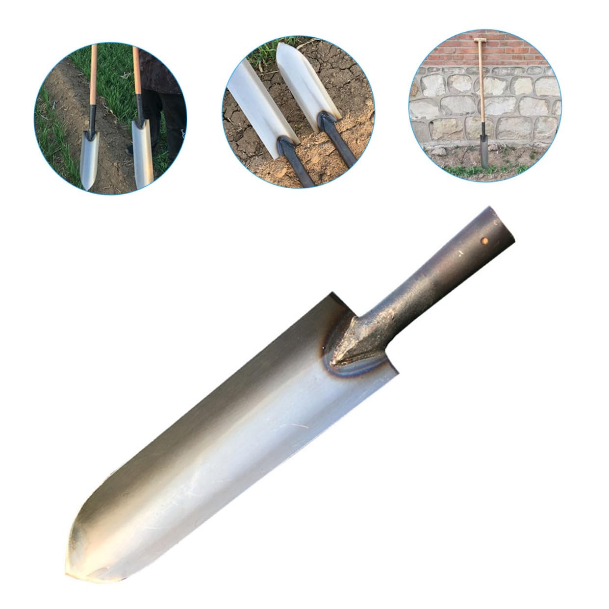 SHINEOFI Robuste Pflanzkelle aus Stahl zum Pflanzen und Bodenbearbeiten im Garten und Rasen Silberfarbene Schmale Schaufel für Präzises Grabwerkzeug