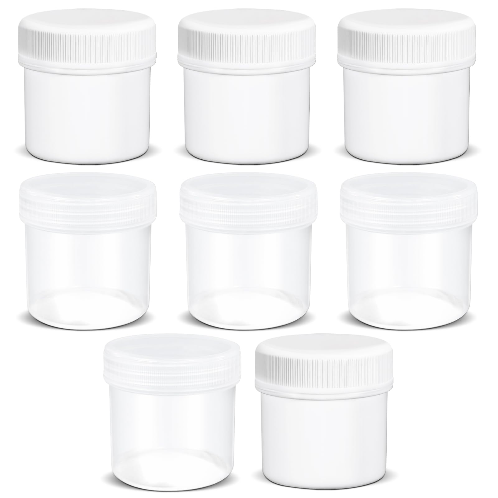 TSA Approved Wide Mouth Travel Size Containers, PP Clear & White Leak Proof Travel Plastic Jars with Lids for Creams Lotion Cosmetic, Jewelry Beads,