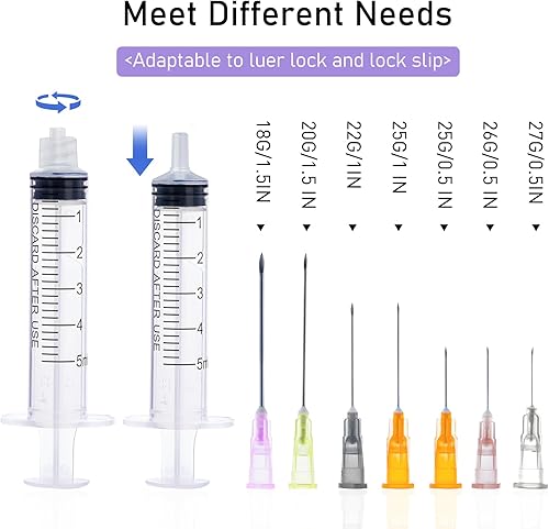 Miniatura 5 de Aguja de jeringa Luer Lock de calibre 19 de 1.5 pulgadas, para laboratorios científicos, industriales, envueltas individualmente, paquete de 100