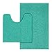 MAYSHINE Bathroom Rug Toilet Sets and Shaggy Non Slip Machine Washable Soft Microfiber Bath Contour mat (Turquoise,32" 20"/20" 20" U-Shaped)