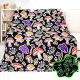 Glow in The Dark Mushroom Throw Blanket - Soft Fleece Mushroom Gifts for Women & Girls - All-Season Couch & Sofa Decor