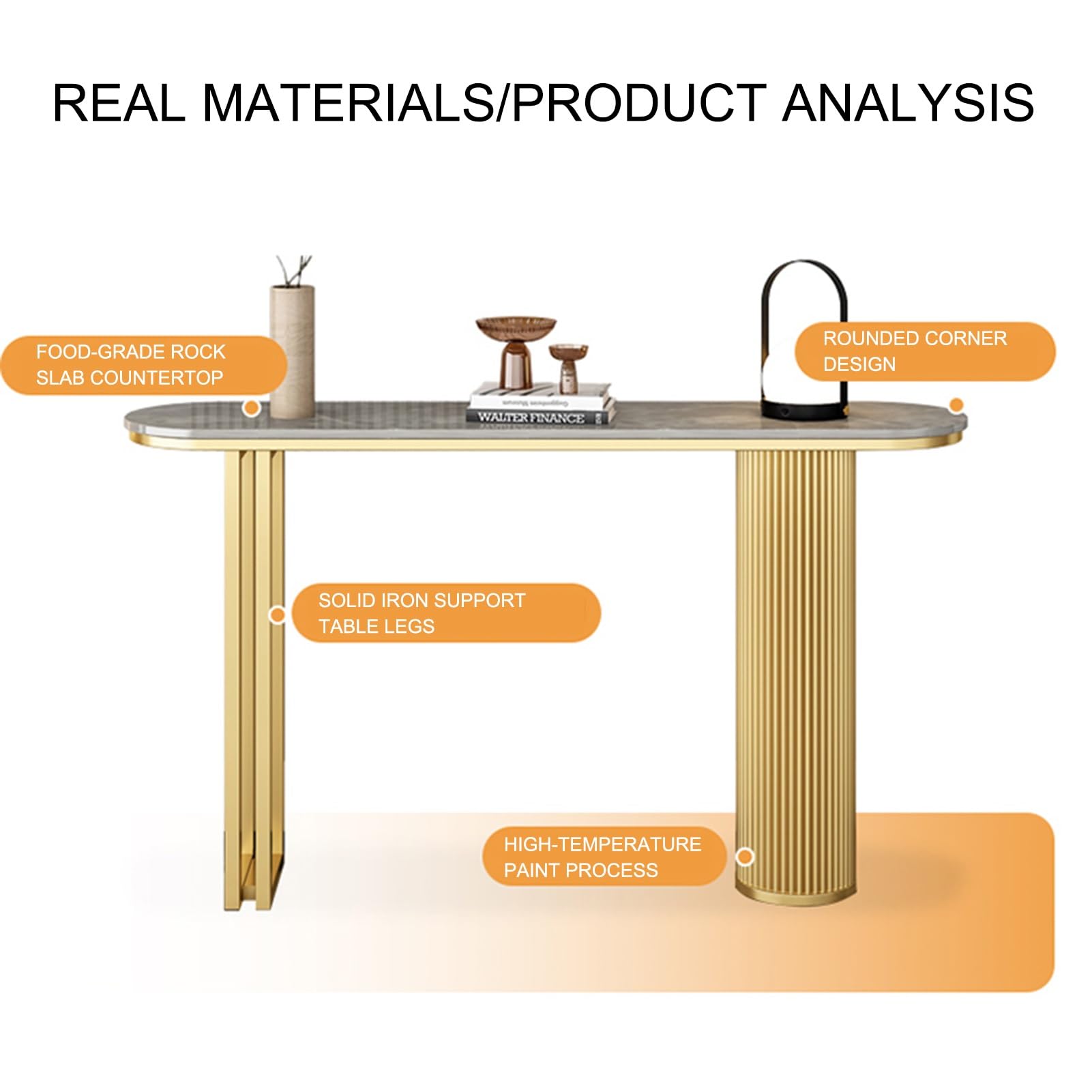 Mesa consola estrecha para recibidor, mesa de recibidor moderna con patas metálicas geométricas, mesas auxiliares, mesa de recibidor con espacio de almacenamiento, mesa de recibidor rústica para pas