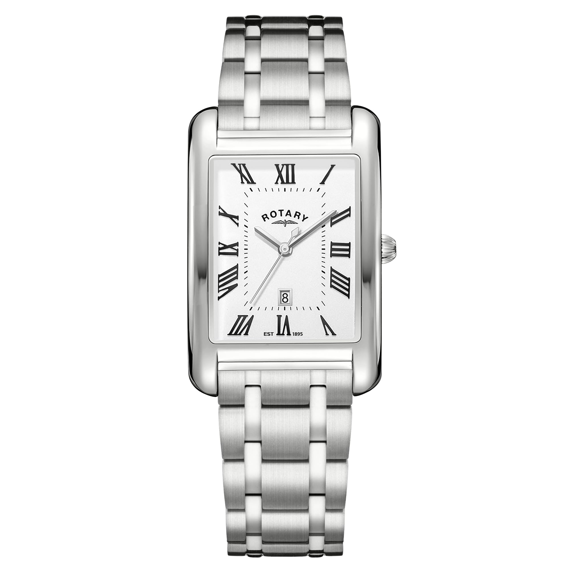 Rotary Heritage Astoria - Reloj rectangular de acero inoxidable para hombre