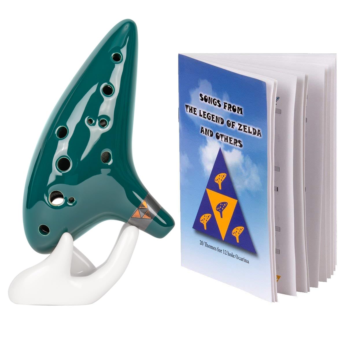 Deekec Zelda Ocarina Alto C de 12 agujeros con cancionero (canciones de la leyenda de Zelda) con soporte de exhibición …