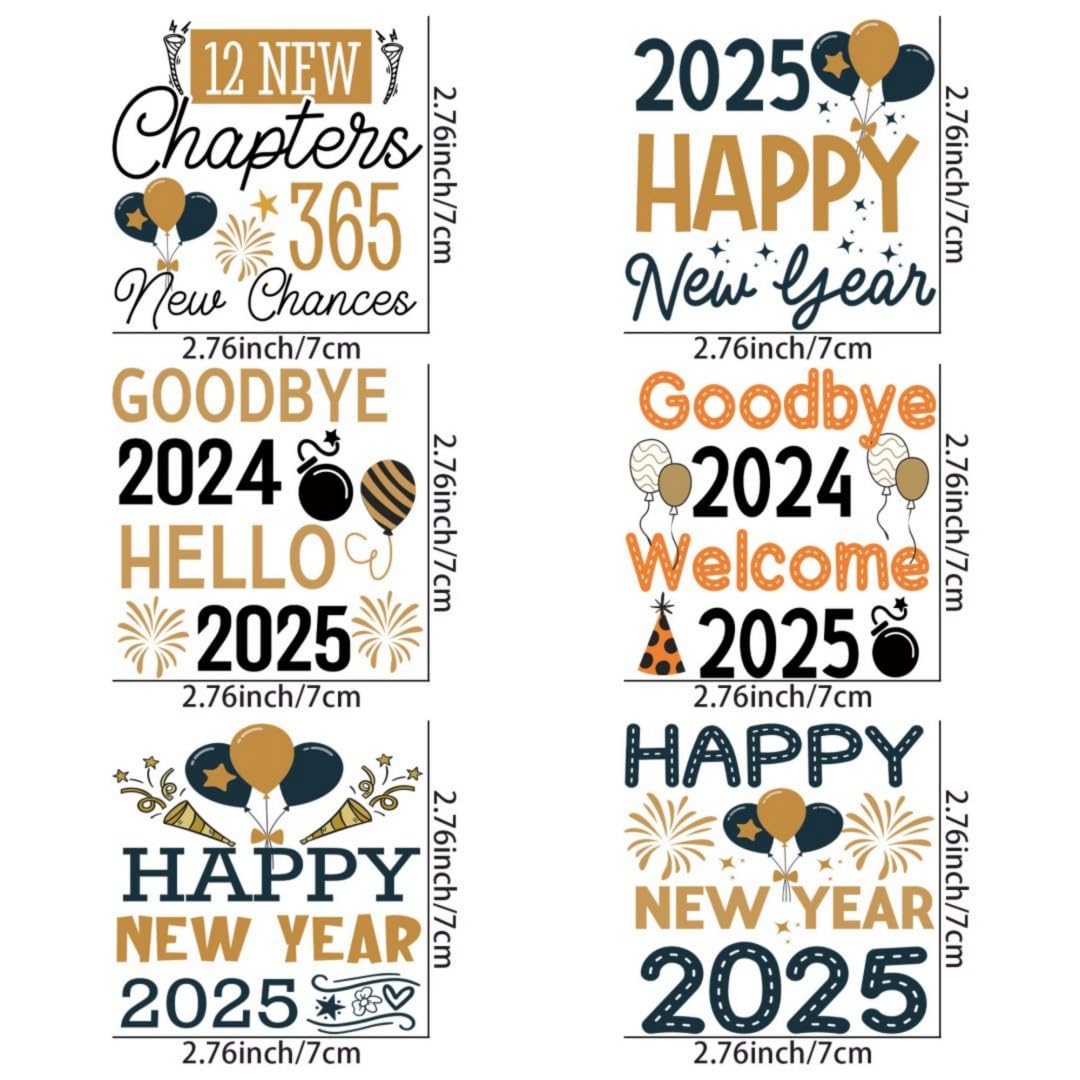 Happy New Year 2025 Iron Transfer Patch Heat Transfer Sticker Vinyl Design Iron Applique T-Shirt Clothing DIY Craft Applique Clothing Decoration
