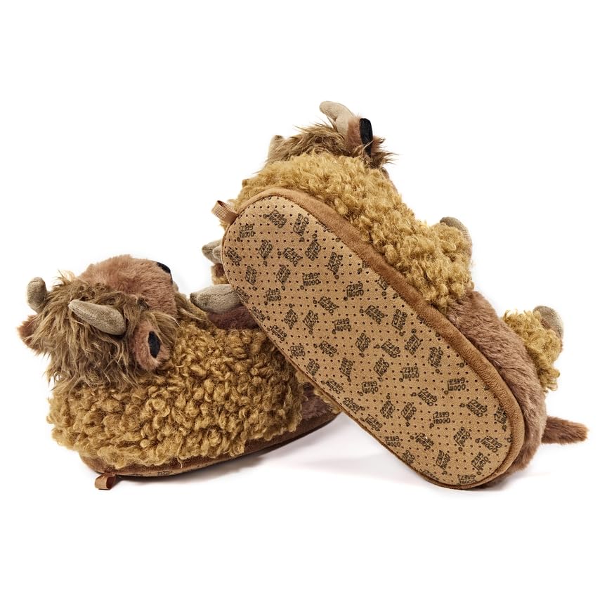 Image of Women's Animal Plush Slippers, Cute Cozy Fuzzy House Shoes Non-Slip Sole