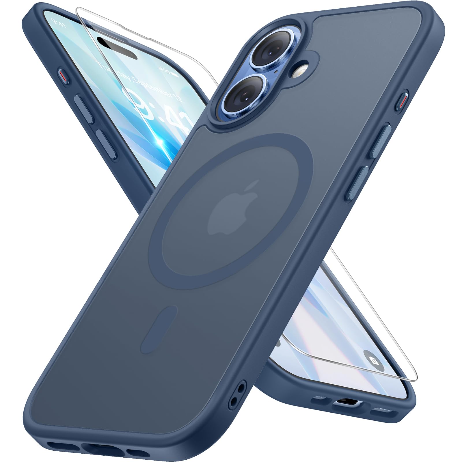 Miracase for iPhone 17 Pro Max Case with MagSafe [with 9H+Screen Protector] Military-Grade Protection Shockproof Scratch-Resistant with Velvet Touch for iPhone 17 Pro Max Cover 6.9", Matte-Deep-Blue — view 94