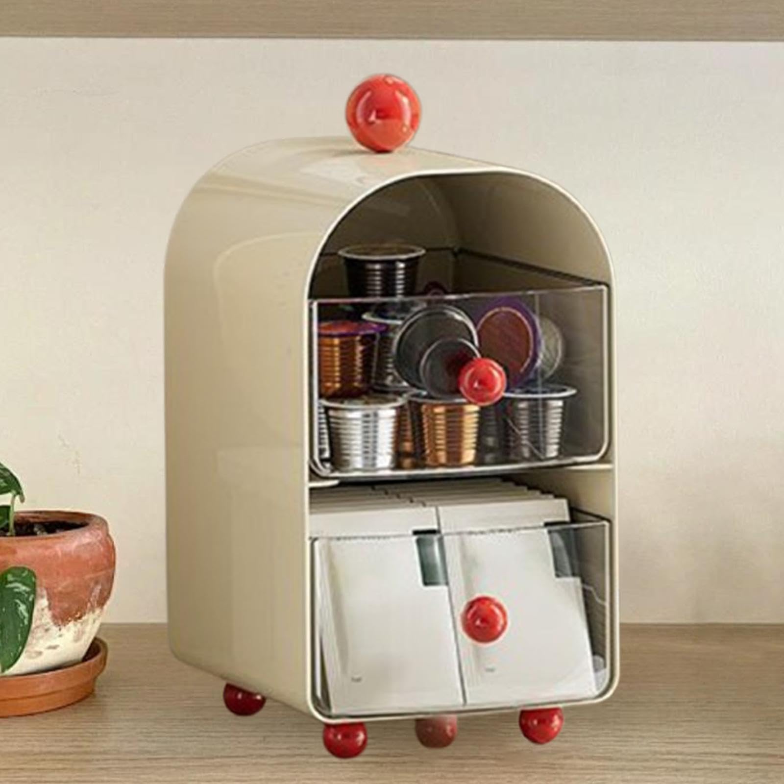 Tea Bag Organizer Tea Bag Holder with 2 Drawers Multipurpose Coffee Organizer Box for Office Home Counter Cabinet