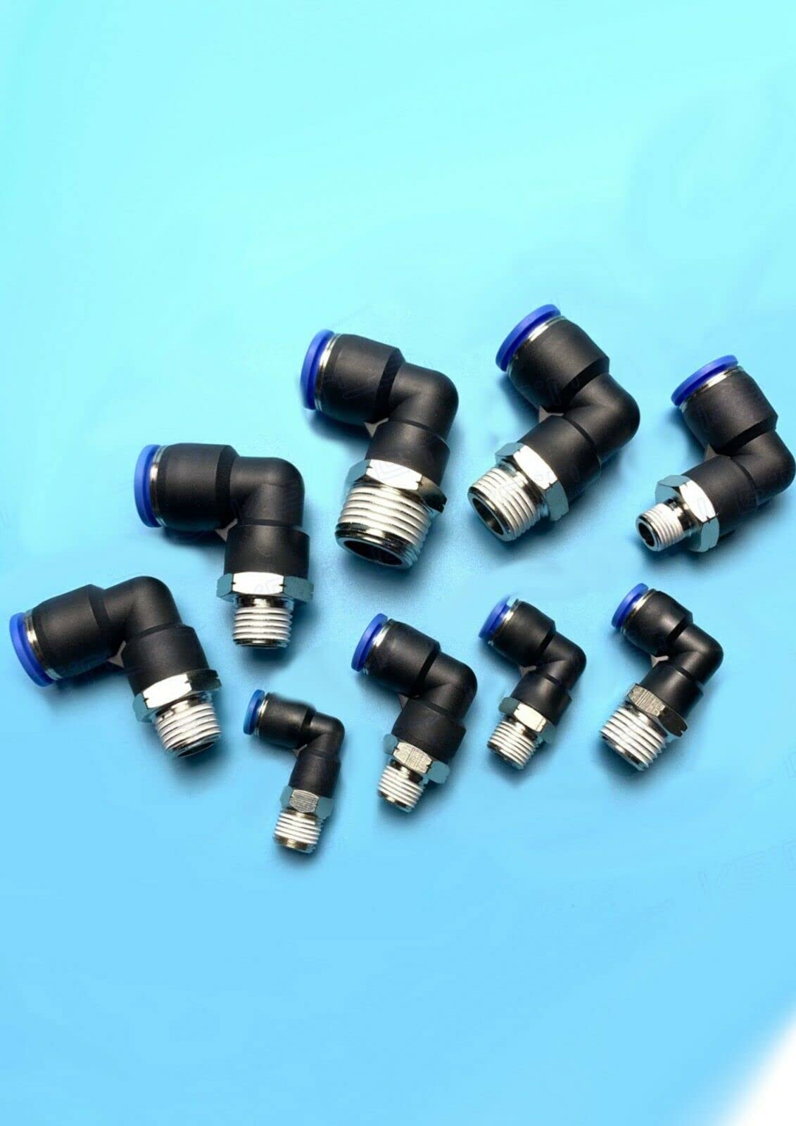 UK CELTD NPT Male Swivel Elbow Push Fit Metric Push in Fittings with NPTF Threads (8mm x3/8NPT)