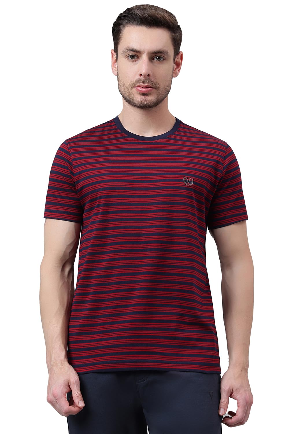 van heusen Men Cotton Striper Regular Fit T-Shirt - Crew Neck, Half Sleeves-picture-16