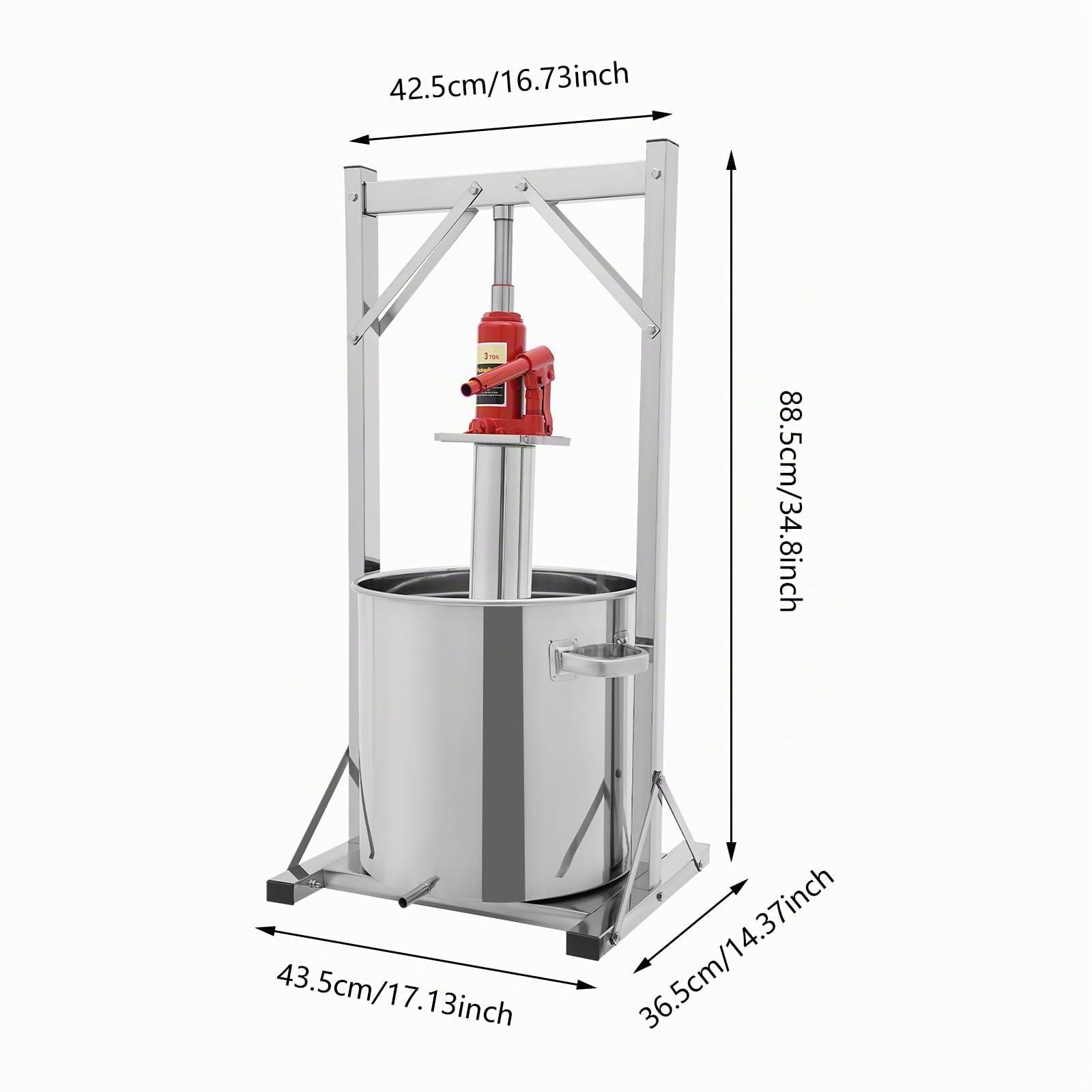 2 exprimidores de acero inoxidable, gran capacidad, exprimidor hidráulico de acero inoxidable, máquina de jugo manual, uva de manzana, tintura de verduras, miel y aceite de oliva