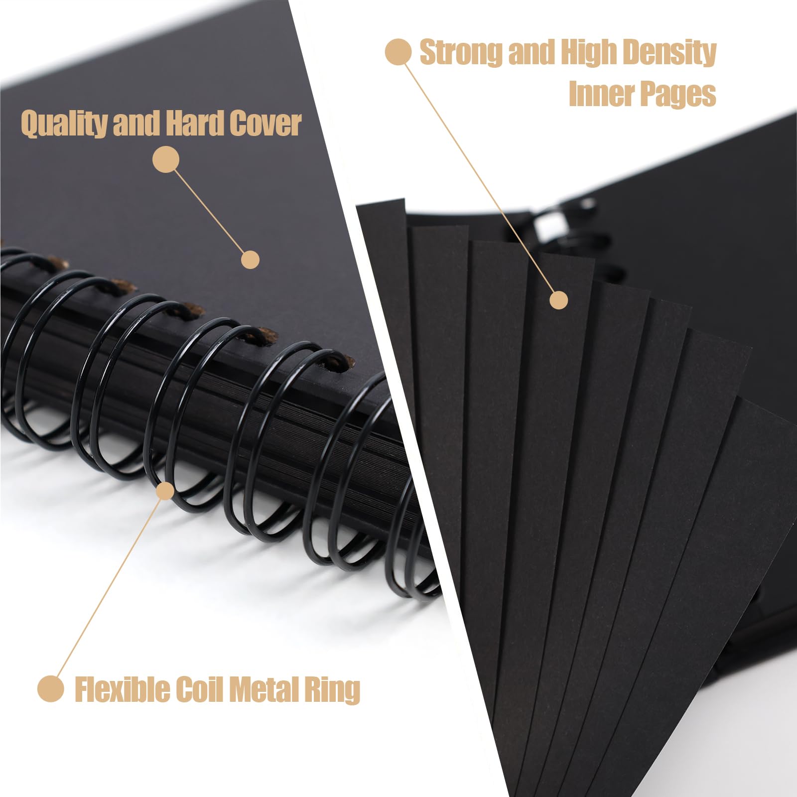 Album Fotos para Pegar y Escribir Scrapbook Cuaderno Hojas 215 * 150mm Album de Fotos DIY Scrapbooking Album Con Esquinas Adhesivas,para Cumpleaños Aniversario de Boda (Negro, 1 pieza - A5)