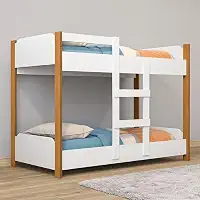 Beliche Infantil 100% MDF com Minicama na Parte Inferior Possui Escada de Acesso Grade de Proteção Reforçada e Design Compacto para Otimizar Espaços com Conforto (Branco/Nature)