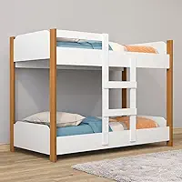 Beliche Infantil 100% MDF com Minicama na Parte Inferior Possui Escada de Acesso Grade de Proteção Reforçada e Design Compacto para Otimizar Espaços com Conforto (Branco/Nature)