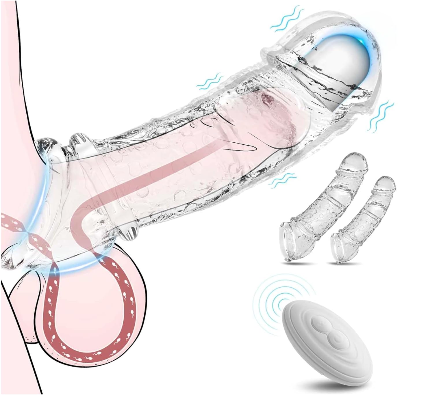 Vibrating Penis Extension Sleeve - Reusable Couples Vibrator with Remote Control NT73652