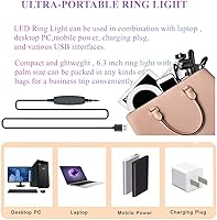 Vista 5 de Anillo de luz de 6.3 pulgadas con soporte de abrazadera para laptop, luz de cámara web con 3 modos de luz y 10 niveles regulables para computadora